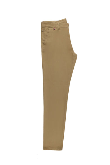 Koyu Bej Slim Fit Dar Kesim Likralı Kanvas / Chino Pantolon