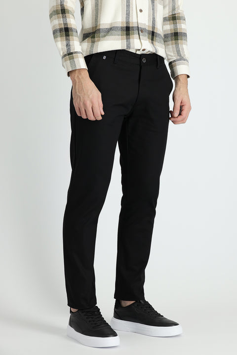 Black Regular Fit Standard Cut Sport Trousers