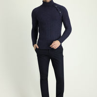 Medium Navy Regular Fit Standard Cut Sport Trousers