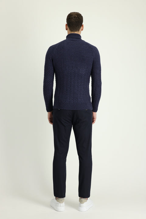 Medium Navy Regular Fit Standard Cut Sport Trousers