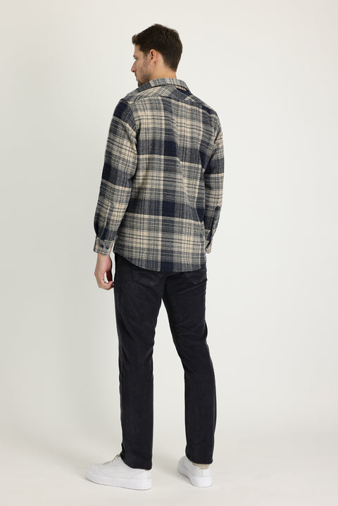 Orta Füme 6 Drop Regular Fit Standart Kesim Likralı Kadife Pantolon