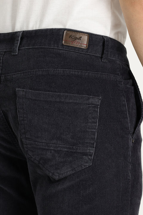 Orta Füme 6 Drop Regular Fit Standart Kesim Likralı Kadife Pantolon