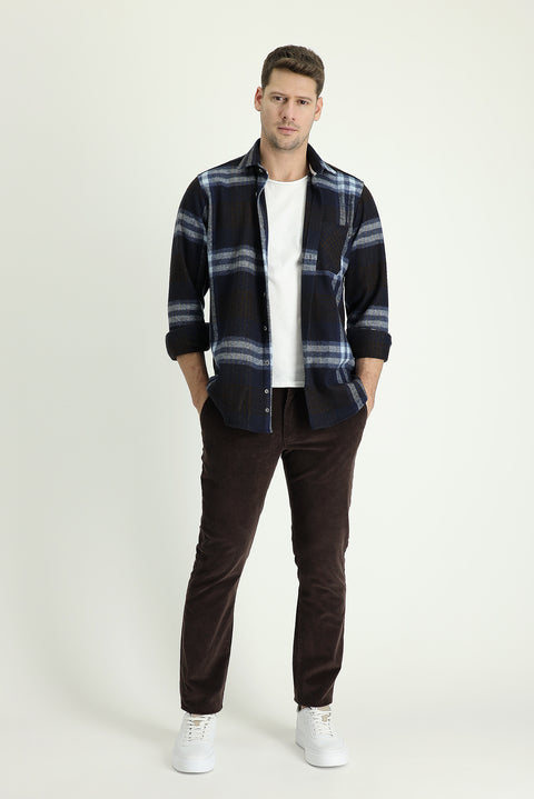 Orta Kahve 6 Drop Regular Fit Standart Kesim Likralı Kadife Pantolon