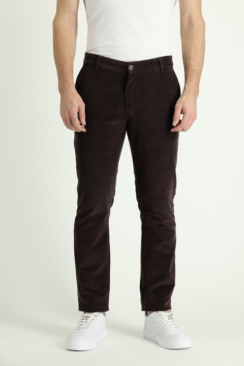 Orta Kahve 6 Drop Regular Fit Standart Kesim Likralı Kadife Pantolon