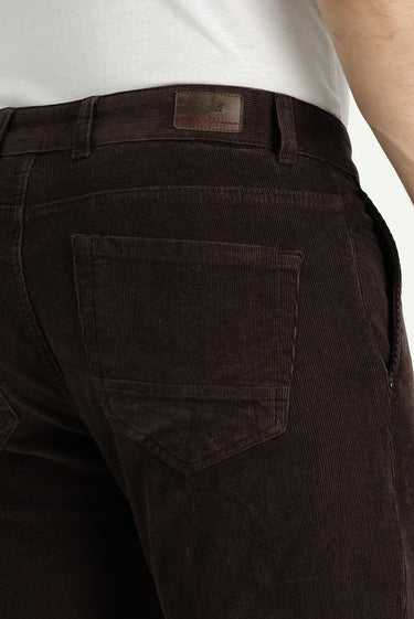 Orta Kahve Regular Fit Likralı Kadife Pantolon