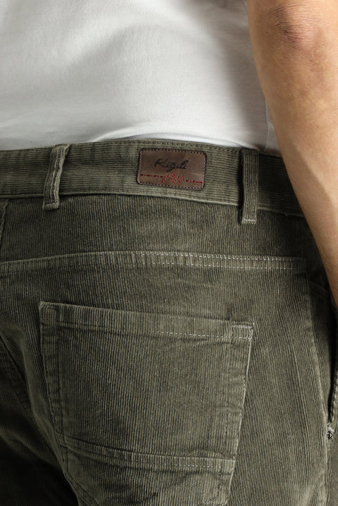 Açık Haki 6 Drop Regular Fit Standart Kesim Likralı Kadife Pantolon