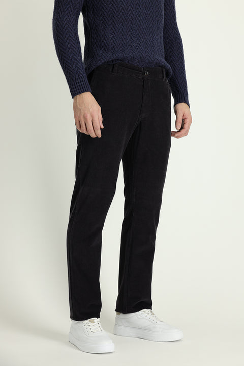 Koyu Antrasit 6 Drop Regular Fit Standart Kesim Likralı Kadife Pantolon