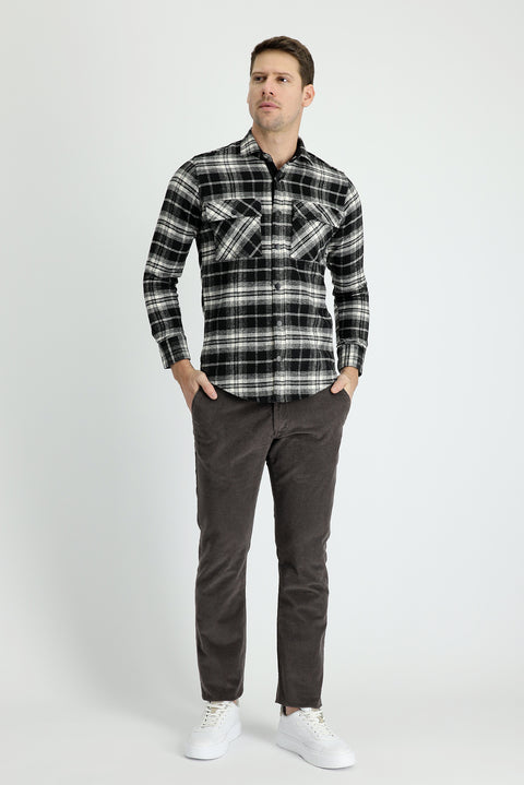 Koyu Vizon 6 Drop Regular Fit Standart Kesim Likralı Kadife Pantolon