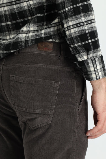 Koyu Vizon Regular Fit Likralı Kadife Pantolon