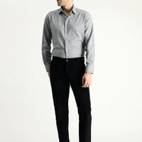 Black Regular Fit Standard Cut Lycra Velvet Trousers