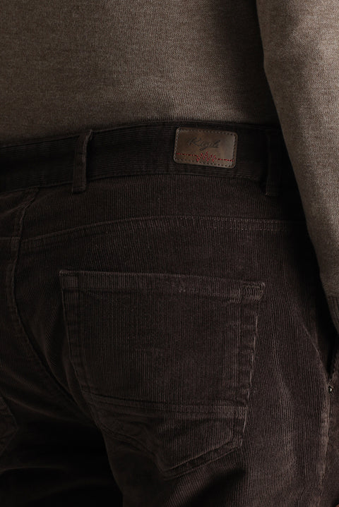 Orta Kahve 6 Drop Regular Fit Standart Kesim Likralı Kadife Pantolon