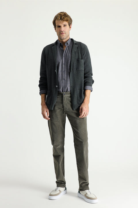 Açık Haki Slim Fit Dar Kesim Likralı Kadife Pantolon