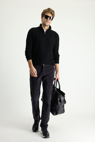  Koyu Antrasit 7 Drop Slim Fit Dar Kesim Likralı Kadife Pantolon