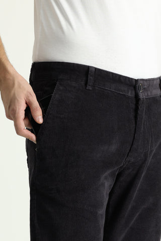  Koyu Antrasit 7 Drop Slim Fit Dar Kesim Likralı Kadife Pantolon