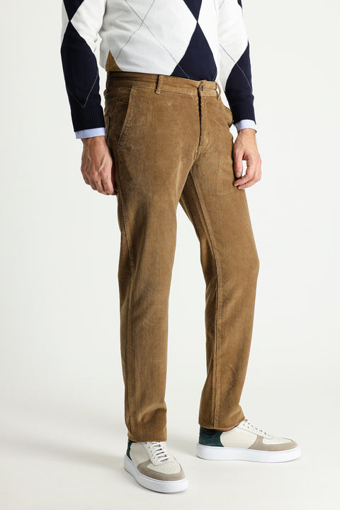 Orta Vizon 7 Drop Slim Fit Dar Kesim Likralı Kadife Pantolon