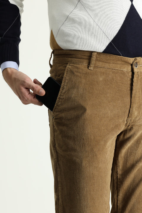 Orta Vizon 7 Drop Slim Fit Dar Kesim Likralı Kadife Pantolon