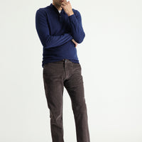 Koyu Vizon Slim Fit Dar Kesim Likralı Kadife Pantolon