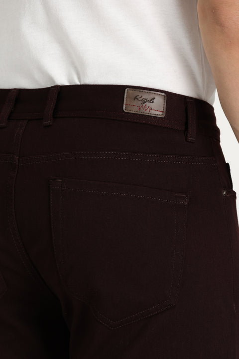 Koyu Bordo Regular Fit Standart Kesim Likralı Kanvas / Chino Pantolon