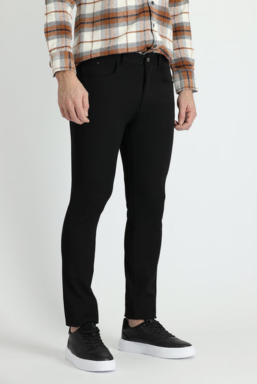 Siyah Super Slim Fit Ekstra Dar Kesim Fit Likralı Kanvas / Chino Pantolon