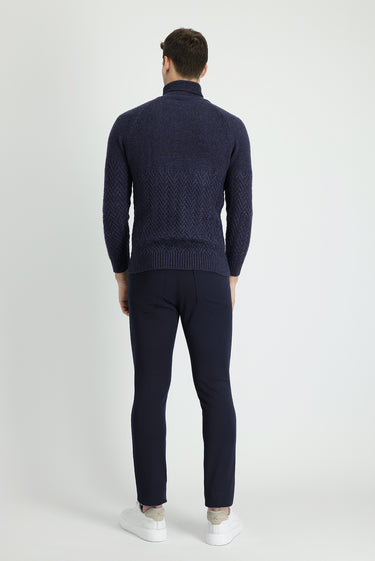 Koyu Lacivert Super Slim Fit Ekstra Dar Kesim Fit Likralı Kanvas / Chino Pantolon
