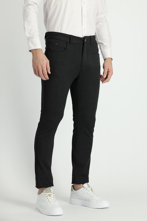 Koyu Antrasit Super Slim Fit Eksra Dar Kesim Likralı Kanvas / Chino Pantolon
