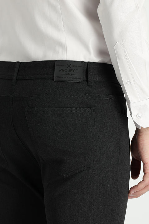 Koyu Antrasit Super Slim Fit Eksra Dar Kesim Likralı Kanvas / Chino Pantolon