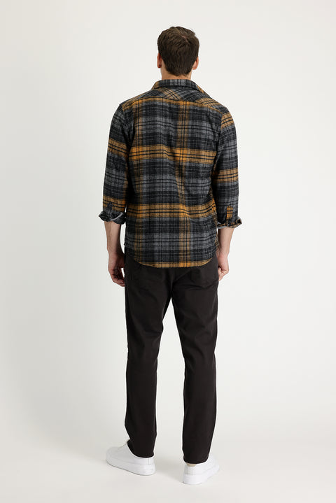 Koyu Kahve Regular Fit Standart Kesim Likralı Kanvas / Chino Pantolon