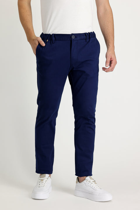 Açık Lacivert 6 Drop Regular Fit Standart Kesim Likralı Kanvas / Chino Pantolon