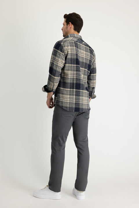 Orta Füme Regular Fit Standart Kesim Likralı Kanvas / Chino Pantolon