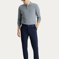 Orta Lacivert Regular Fit Standart Kesim Likralı Kanvas / Chino Pantolon