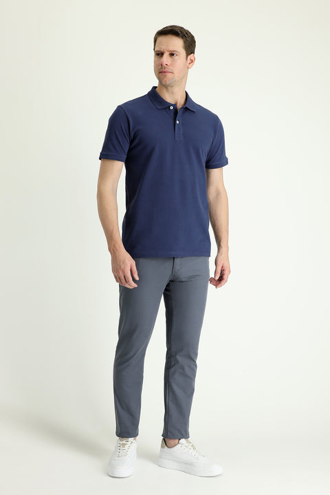 Orta Gri 7 Drop Slim Fit Dar Kesim Likralı Kanvas / Chino Pantolon