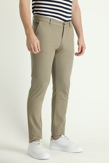 Açık Vizon Slim Fit Dar Kesim Likralı Kanvas / Chino Pantolon