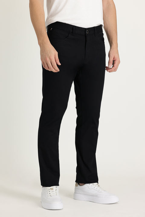 Siyah Regular Fit Standart Kesim Likralı Kanvas / Chino Pantolon