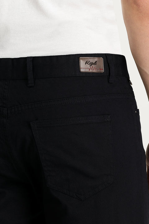Siyah Regular Fit Standart Kesim Likralı Kanvas / Chino Pantolon