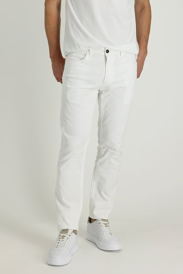  Beyaz Regular Fit Likralı Kanvas / Chino Pantolon
