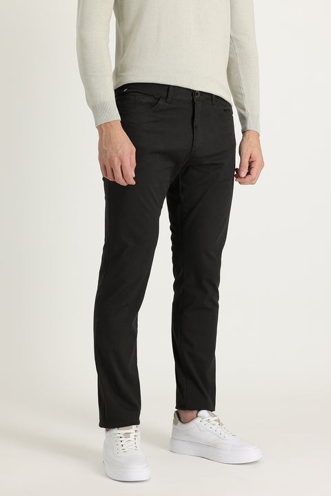 Koyu Antrasit Regular Fit Standart Kesim Likralı Kanvas / Chino Pantolon