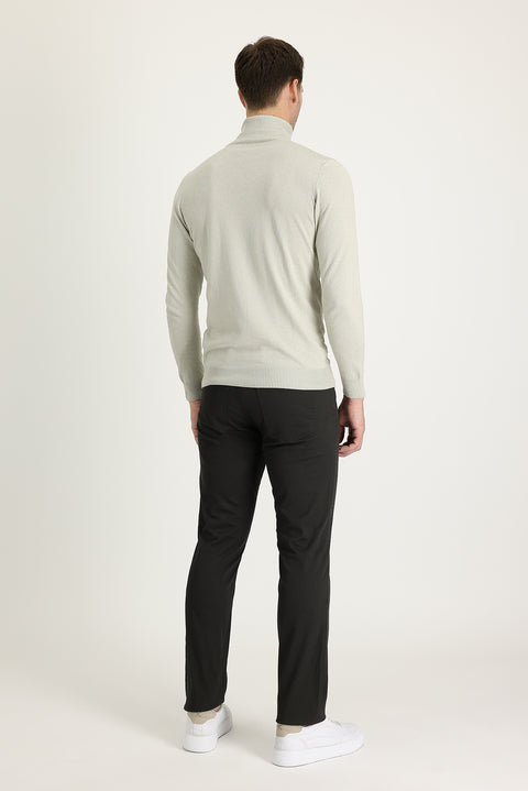 Koyu Antrasit Regular Fit Standart Kesim Likralı Kanvas / Chino Pantolon