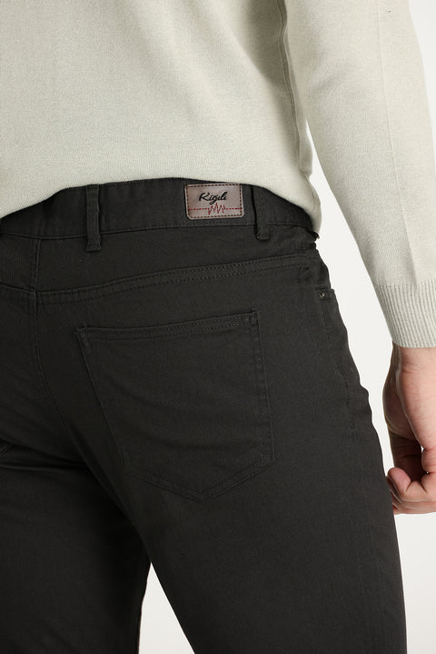 Koyu Antrasit Regular Fit Standart Kesim Likralı Kanvas / Chino Pantolon