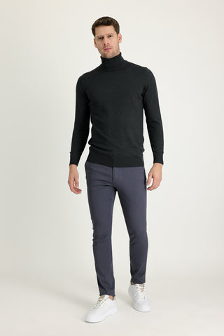  Orta Gri 6 Drop Regular Fit Standart Kesim Likralı Kanvas / Chino Pantolon