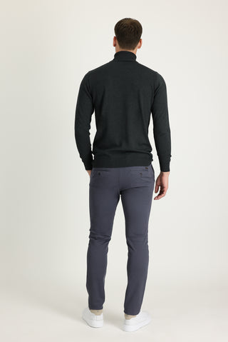  Orta Gri 6 Drop Regular Fit Standart Kesim Likralı Kanvas / Chino Pantolon