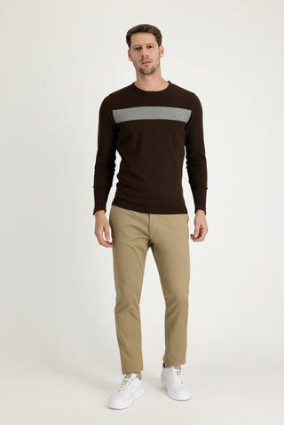  Koyu Bej 6 Drop Regular Fit Standart Kesim Likralı Kanvas / Chino Pantolon