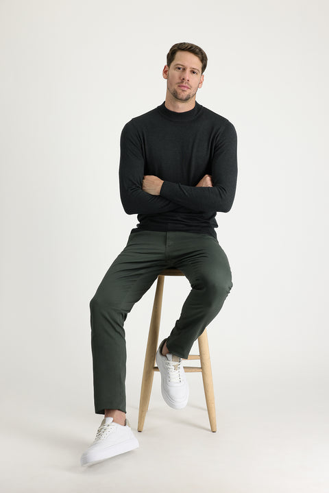 Koyu Yeşil 6 Drop Regular Fit Standart Kesim Likralı Kanvas / Chino Pantolon