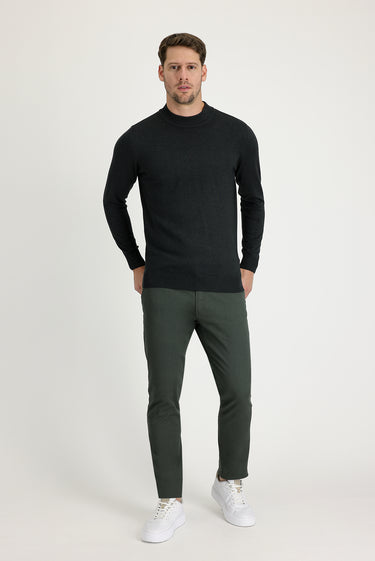 Koyu Yeşil Regular Fit Likralı Kanvas / Chino Pantolon