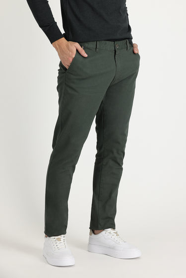 Koyu Yeşil Regular Fit Likralı Kanvas / Chino Pantolon
