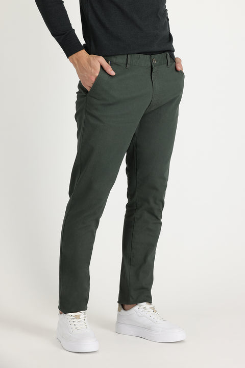 Koyu Yeşil 6 Drop Regular Fit Standart Kesim Likralı Kanvas / Chino Pantolon