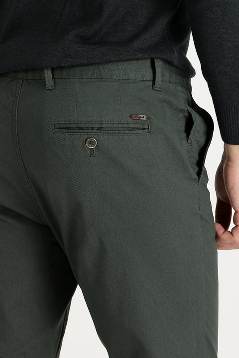 Koyu Yeşil 6 Drop Regular Fit Standart Kesim Likralı Kanvas / Chino Pantolon