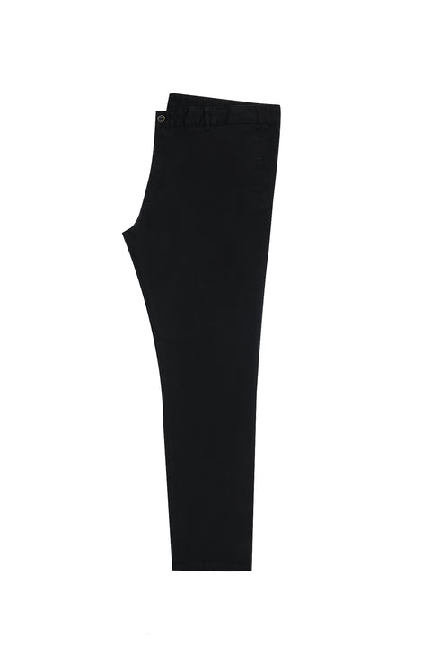 Siyah Regular Fit Standart Kesim Likralı Kanvas / Chino Pantolon