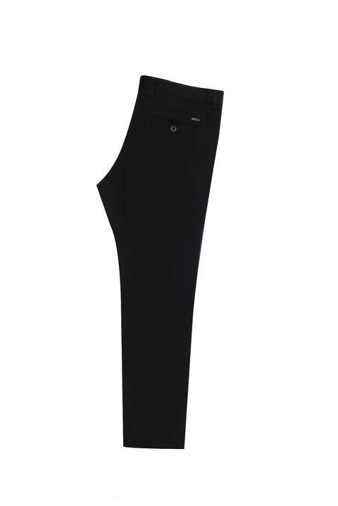 Siyah Regular Fit Standart Kesim Likralı Kanvas / Chino Pantolon
