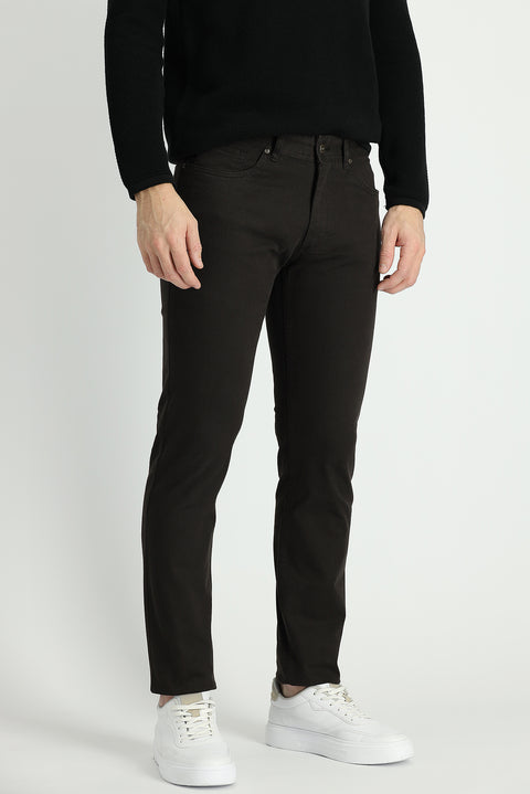 Orta Kahve Slim Fit Dar Kesim Likralı Kanvas / Chino Pantolon