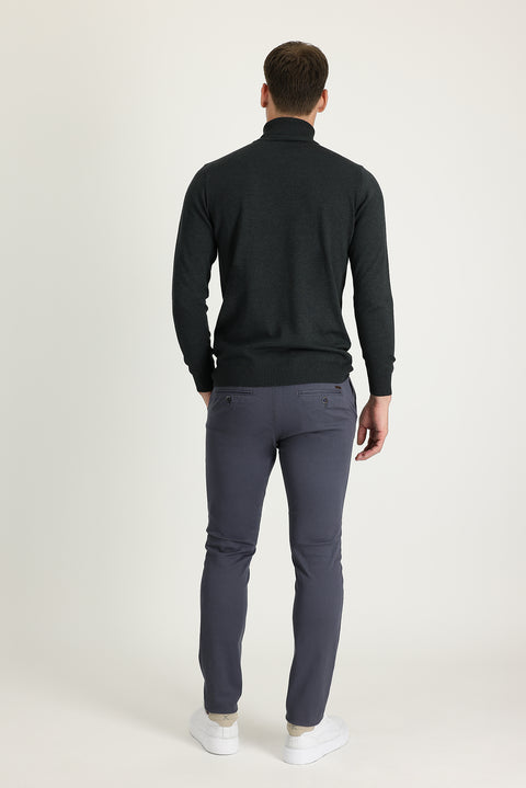 Medium Gray Regular Fit Standard Cut Regularfit Patterned Sports Trousers